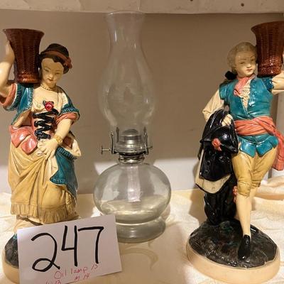 Ceramic figurines and oil lamp