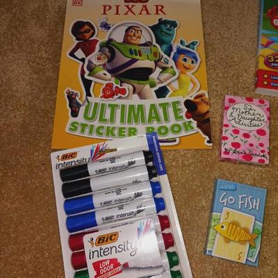 CHILDREN'S CARD GAMES, STICKER AND ACTIVITY BOOKS PLUS MARKERS