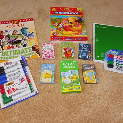 CHILDREN'S CARD GAMES, STICKER AND ACTIVITY BOOKS PLUS MARKERS