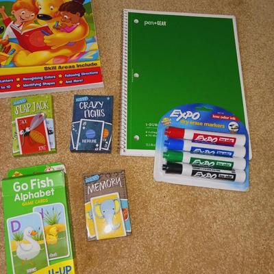 CHILDREN'S CARD GAMES, STICKER AND ACTIVITY BOOKS PLUS MARKERS