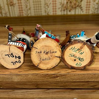 16 LOT 3 KACHINA DOLLS SHALKO SUN AND OWL 7" RABBIT FUR