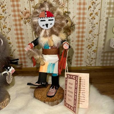 17 LOT 3 KACHINA DOLLS 3 HORN BEAR & SUN 7" TALL MARKED BOTTOM