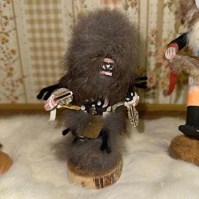 17 LOT 3 KACHINA DOLLS 3 HORN BEAR & SUN 7" TALL MARKED BOTTOM