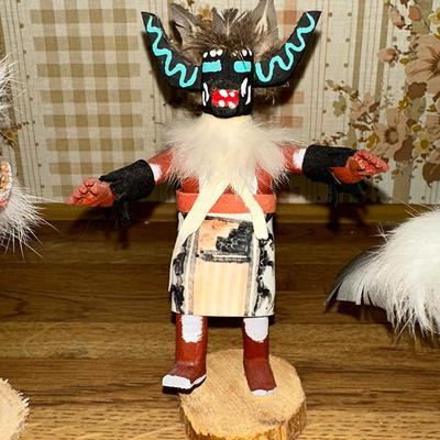 18 LOT 3 KACHINA DOLLS EAGLE BLACK ORGO RED EARS 4.5"