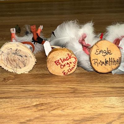 18 LOT 3 KACHINA DOLLS EAGLE BLACK ORGO RED EARS 4.5"