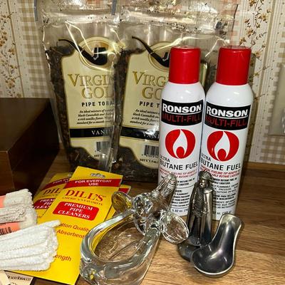 19 LOT SMOKING PARAPHERNALIA PIPE CLEANERS HUMIDOR TOBACCO JAR