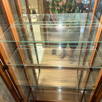 20 CURIO CABINET 2 DOORS 4 GLASS SHELVES LIGHT 76" TALL
