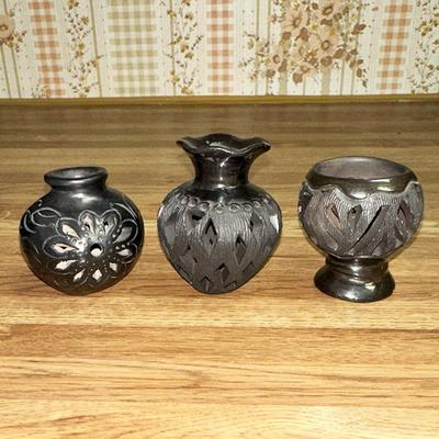 24 LOT OF 3 SMALL PIERCED VASES BY ARTIST DONA ROSA OAXACA MEXICO