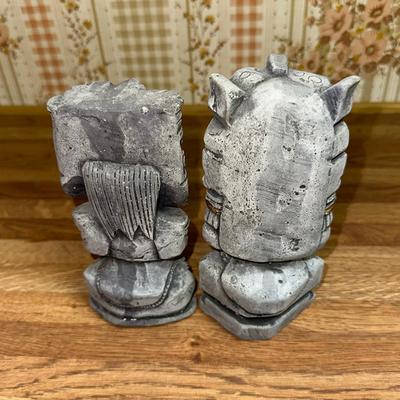 27 PAIR AZTEC MAYAN CARVED FIGURES GOLD ACCENT 6" TALL BOOKENDS