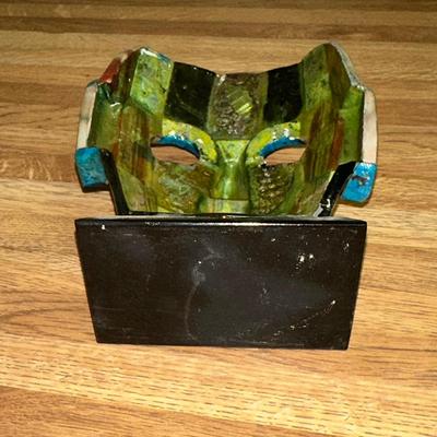 29 AZTEC MAYAN MASK SCULPTURE MULTICOLOR 6"