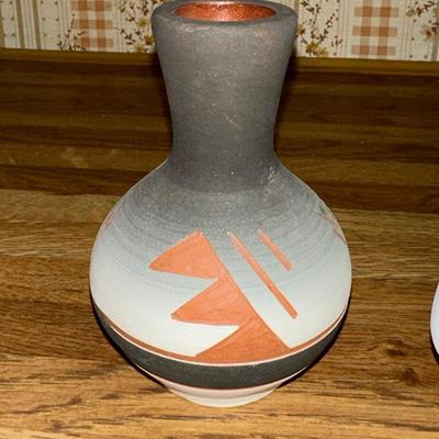 32 LOT 3 PIECES SMALL ART POTTERY BEAR DOUBLE SPOUT SUN ROSE