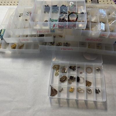 Assortment Of Costume Jewelry And Containers