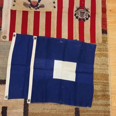 COAST GUARD ENSIGS NO 5 CLOTH FLAG AND NAVAL SIGNAL FLAG