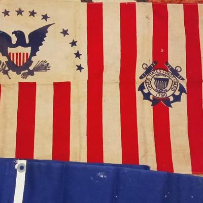COAST GUARD ENSIGS NO 5 CLOTH FLAG AND NAVAL SIGNAL FLAG
