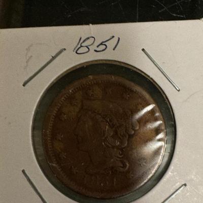 1851 Braided Hair Large Cent FINE