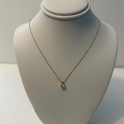 New 10K YELLOW GOLD CHAIN & .30 CT lab Grown Diamond / 14k Authentic Gold Setting