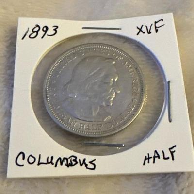 1893 COLUMBUS HALF SILVER XVF