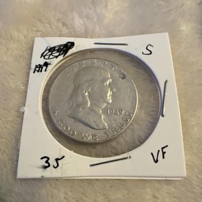 1949 S BENJAMIN FRANKLIN HALF SILVER VF