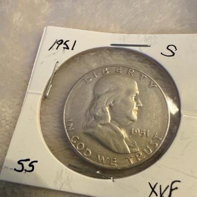 1951 S BENJAMIN FRANKLIN HALF XVF