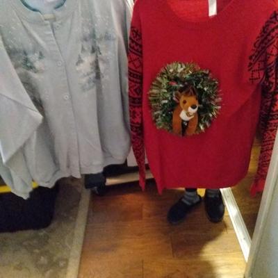 Long sleeve top and Christmas novelty sweater