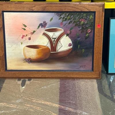 Ancient pottery painting hand signed originall