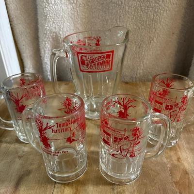 Tombstone territory Pitcher & Mugs set of (5) NEW