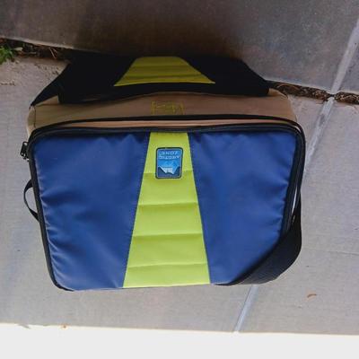 OZARK TRAIL FOLDING CHAIR, 2 COOLERS, FISHING POLES AND NET