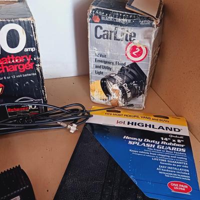 SCHAUER BATTERY CHARGER, CARLITE, CB RADIO, SPLASH GUARDS