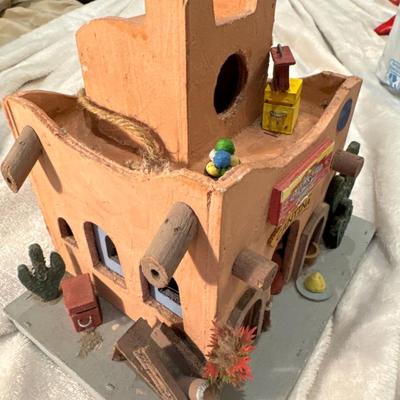 Roadside Terra Cotta Color Mexican Cantina Hanging Wood Birdhouse