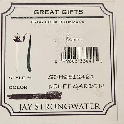 Jay Strongwater Frog Hook Bookmarker Delft Garden w Box