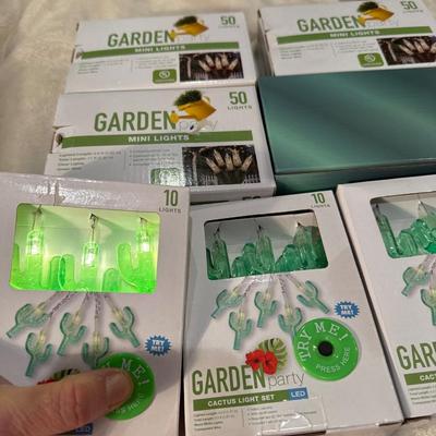 NEW 4 sets Cactus Garden Party Lights LED 10 ct warm white with transparent wire