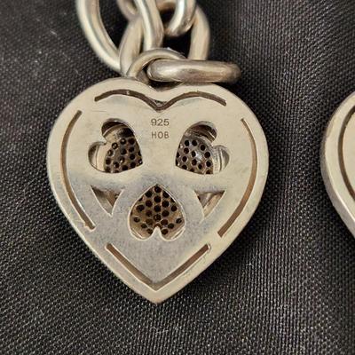 4 Pieces Hob Sterling Silver Hearts Earrings Necklace & Bracelet 71 gram