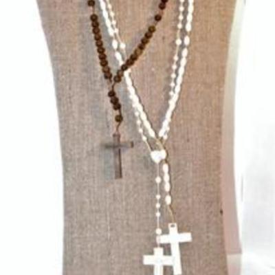 3 Rosaries- 1 Wood 11" L and 2 Plastic 15" L