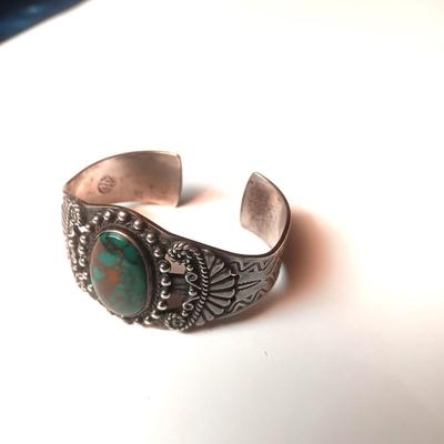 STERLING SILVER AND TURQUOISE CUFF BRACELET