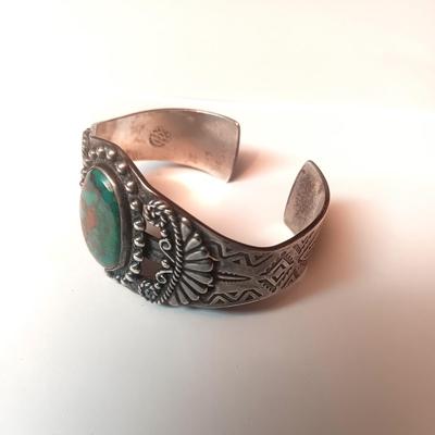 STERLING SILVER AND TURQUOISE CUFF BRACELET