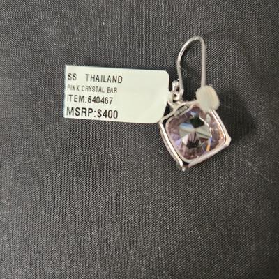 Judith Ripka Pink Crystal Earrings Sterling Silver