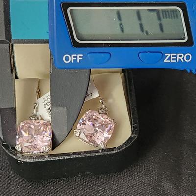 Judith Ripka Pink Crystal Earrings Sterling Silver