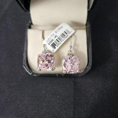 Judith Ripka Pink Crystal Earrings Sterling Silver