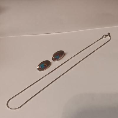 STERLING SILVER CHAIN AND STERLING PIERCED EARRINGS