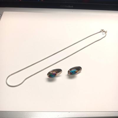 STERLING SILVER CHAIN AND STERLING PIERCED EARRINGS