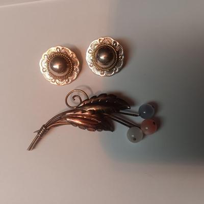 STERLING SILVER EARRINGS AND BROOCH