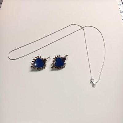 STERLING SILVER CHAIN AND PIERCED EARRINGS