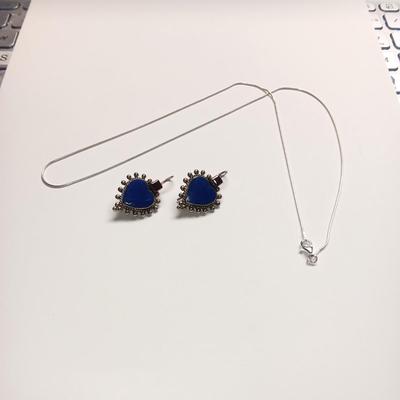 STERLING SILVER CHAIN AND PIERCED EARRINGS