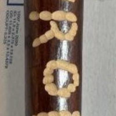 VINTAGE HAND CARVED JAMAICAN FOLK ART WALKING CANE/STICK, 45" TALL PEREOWNED IN VG CONDITION.