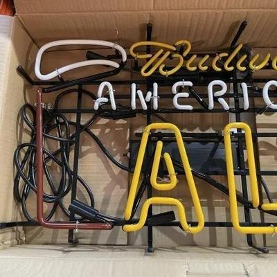 Budweiser American Ale Neon Beer Sign 18" x 30" New in Original Box Preowned from an Estate.