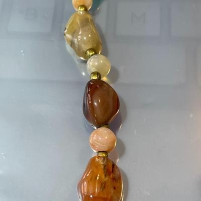 Vintage 34/35" Agate/Quartz Bright Color Chip Bead Necklace in Good Preowned Condition.