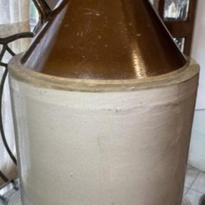 Vintage Large Pennsylvania Shield Stoneware 5-Gallon Jug Crock 19.50" Tall in VG Preowned Condition.