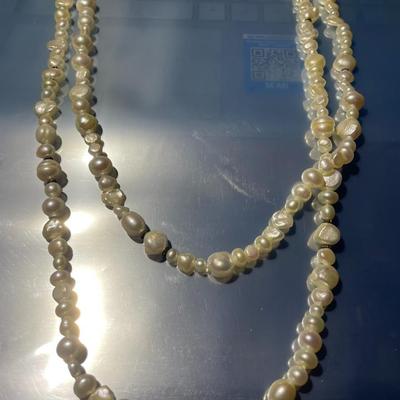 58" Coldwater Creek Freshwater Pearl Bright White Necklace w/Sterling Silver Clasp in VG Hardly Worn Condition.