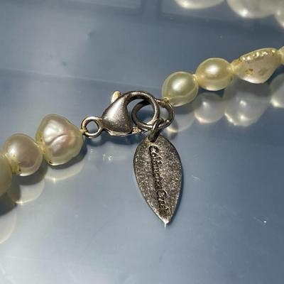 58" Coldwater Creek Freshwater Pearl Bright White Necklace w/Sterling Silver Clasp in VG Hardly Worn Condition.