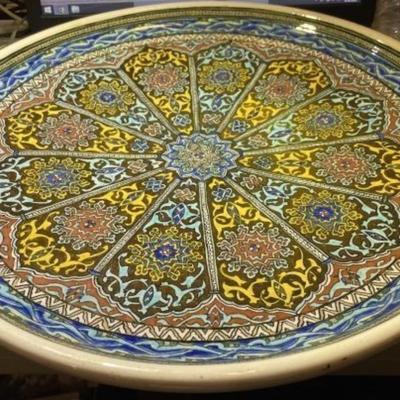 Very Early Heavy Turkish Stoneware 16" Charger Dish Preowned from an Estate w/1 Rim Fleck as Pictured.